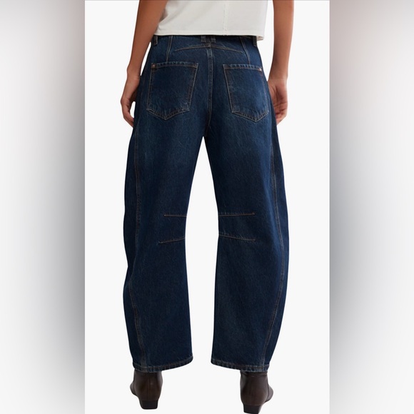 NWOT Free People We The Free Good Luck Barrel Jeans Deep End - Picture 2 of 6